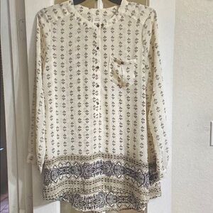Knox Rose Cream Tunic with Brown Printed Border